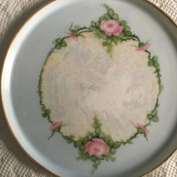 Antique hand painted Nippon small trinket candy dish luster pink rose 5.25" - Picture 2 of 6